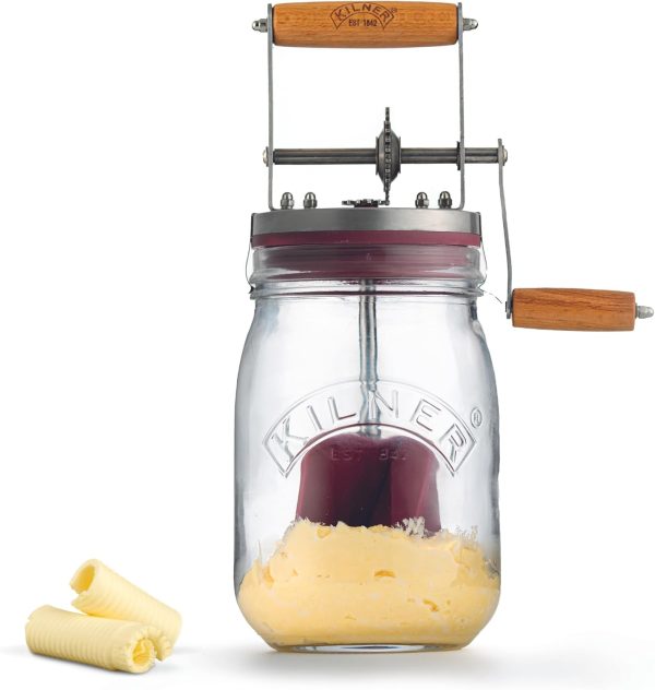 Kilner Butter Churner Glass Jar with Metal Gears-0