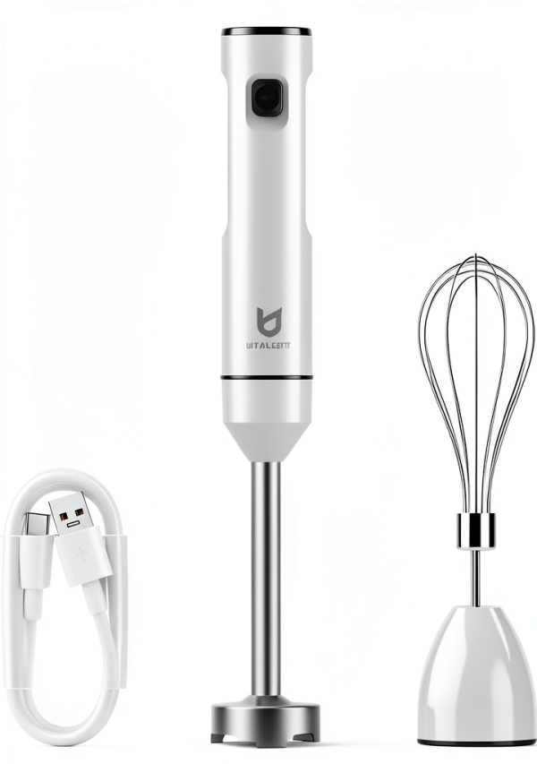 UTALENT Cordless Hand Blender Rechargeable White Stainless-0