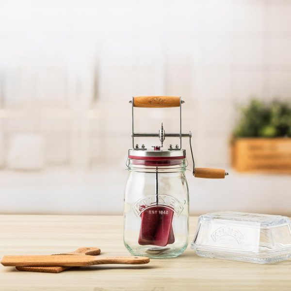 Kilner Butter Churner Glass Jar with Metal Gears-7