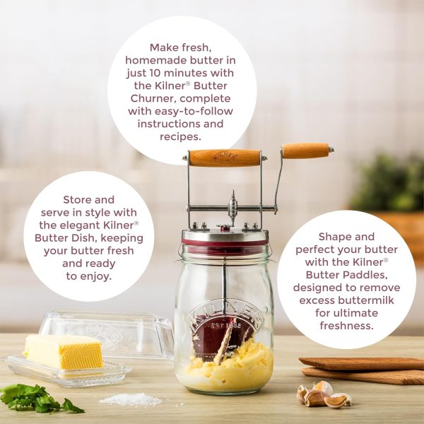 Kilner Butter Churner Glass Jar with Metal Gears-3