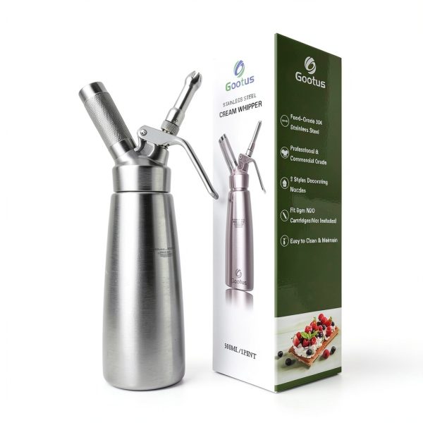 Gootus Stainless Steel Whipped Cream Dispenser Large Silver-7
