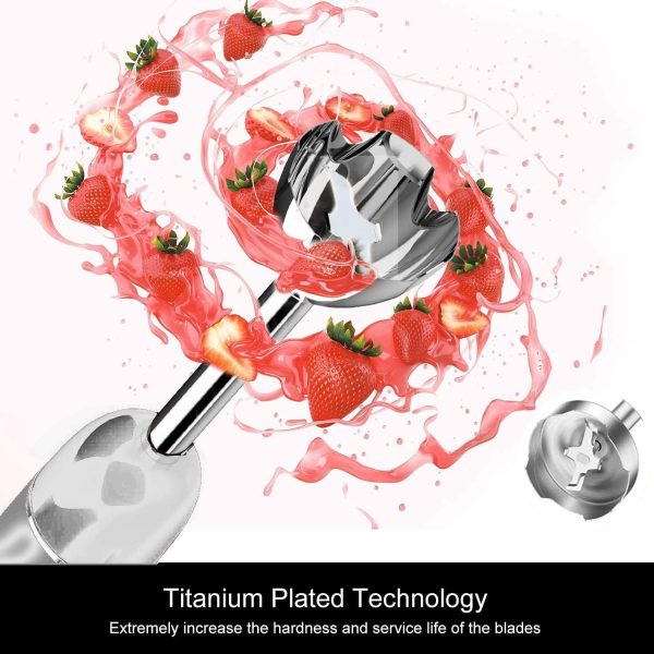 MEGAWISE Immersion Blender 12 Speeds Titanium Blades-3