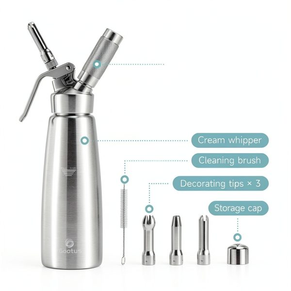 Gootus Stainless Steel Whipped Cream Dispenser Large Silver-6