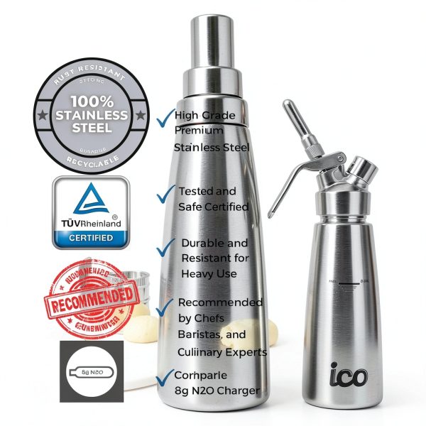 ICO Professional Whipped Cream Dispenser Stainless Steel-1