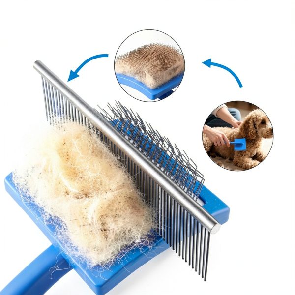 Dog Grooming Kit Slicker Brush and Comb Multi Color Set by Saccison-4