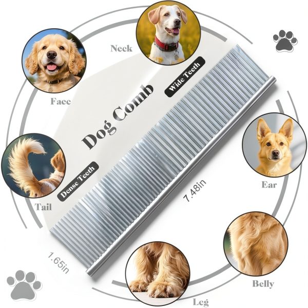 Dog Grooming Kit Slicker Brush and Comb Multi Color Set by Saccison-3