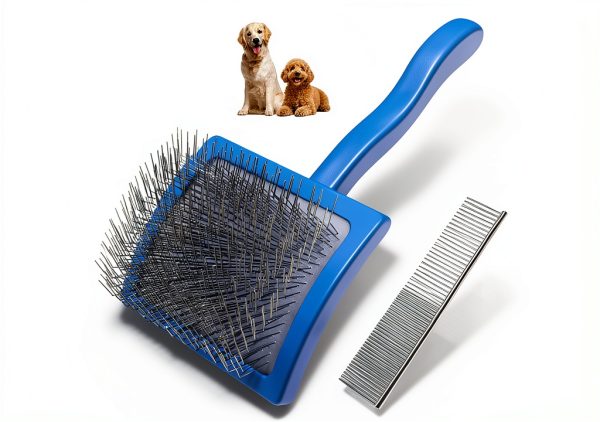 Dog Grooming Kit Slicker Brush and Comb Multi Color Set by Saccison-0