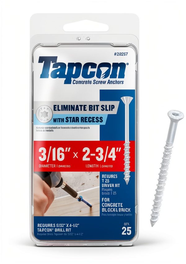 Tapcon 28267 3/16x2-3/4 Star Drive Bugle Head Concrete Anchor-0