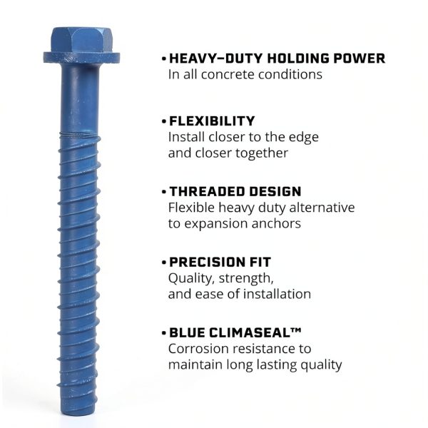 Tapcon+ 3/8 x 2-1/4 Hex Head Concrete Anchors 10 Pack Blue Coating-1