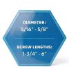 Tapcon+ 3/8 x 2-1/4 Hex Head Concrete Anchors 10 Pack Blue Coating-6